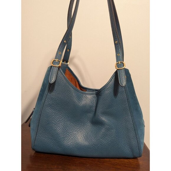 Coach Lori C5265 Shoulder Bag in Deep Turquoise Soft Pebbled Leather & Suede - Picture 2 of 16